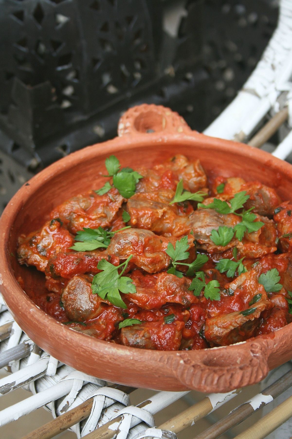 Gésiers de poulet sauce basquaise